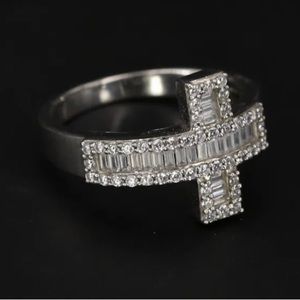 CZ Diamond pave cross ring